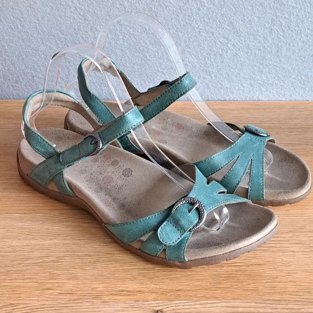 Taos Footwear Teal Leather Adjustable Strap Sandals for Women - Picture 9 of 13